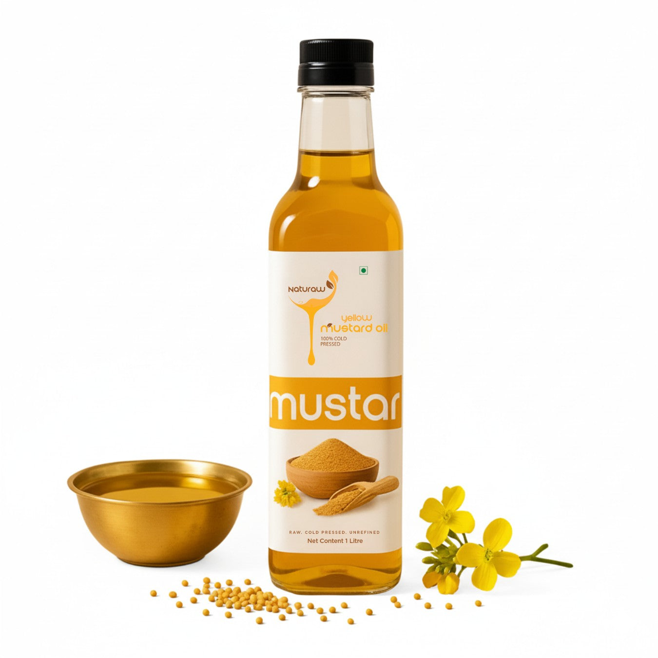 Cold Pressed Yellow Mustard Oil, Organic, Pure and Natural