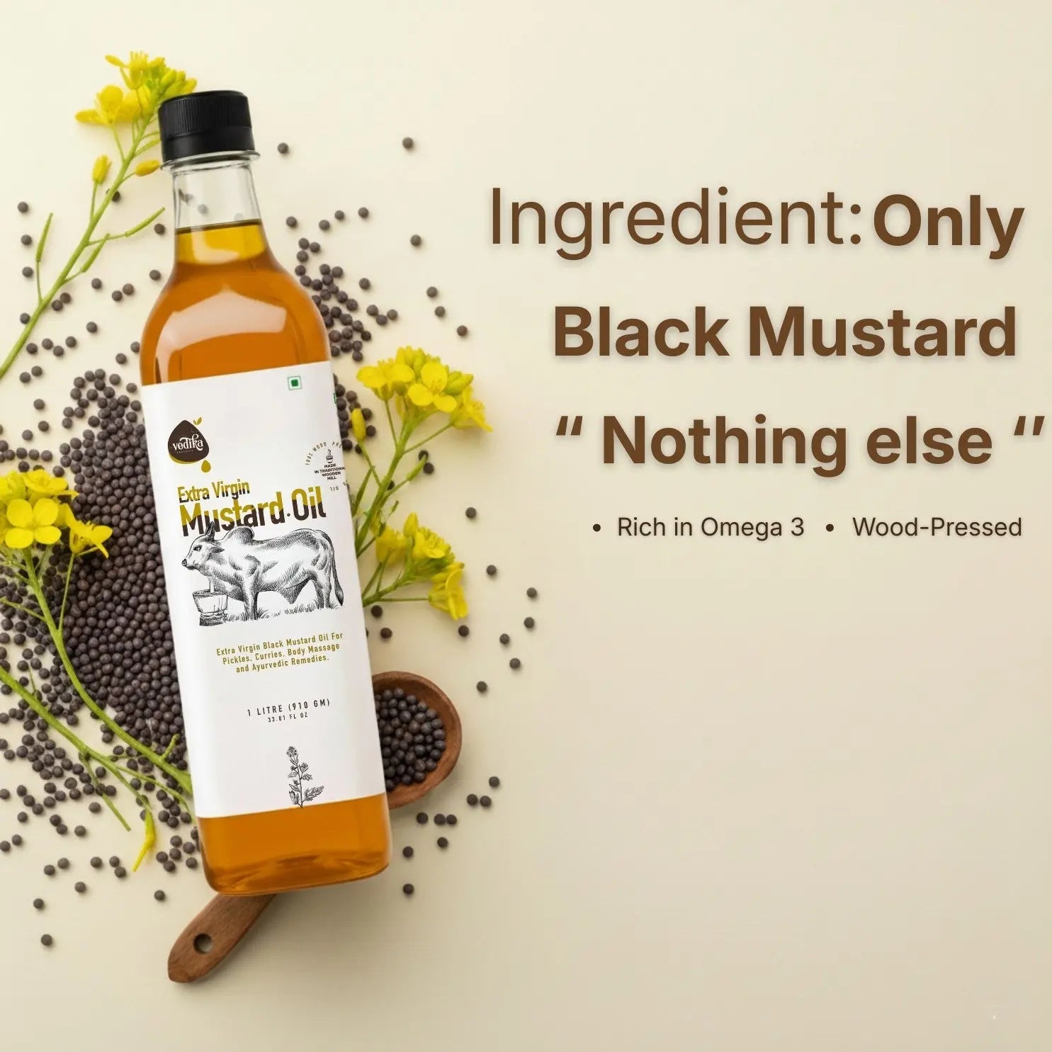 Vedika Organics Extra Virgin Kachi  Ghani Mustard Oil shudhkart