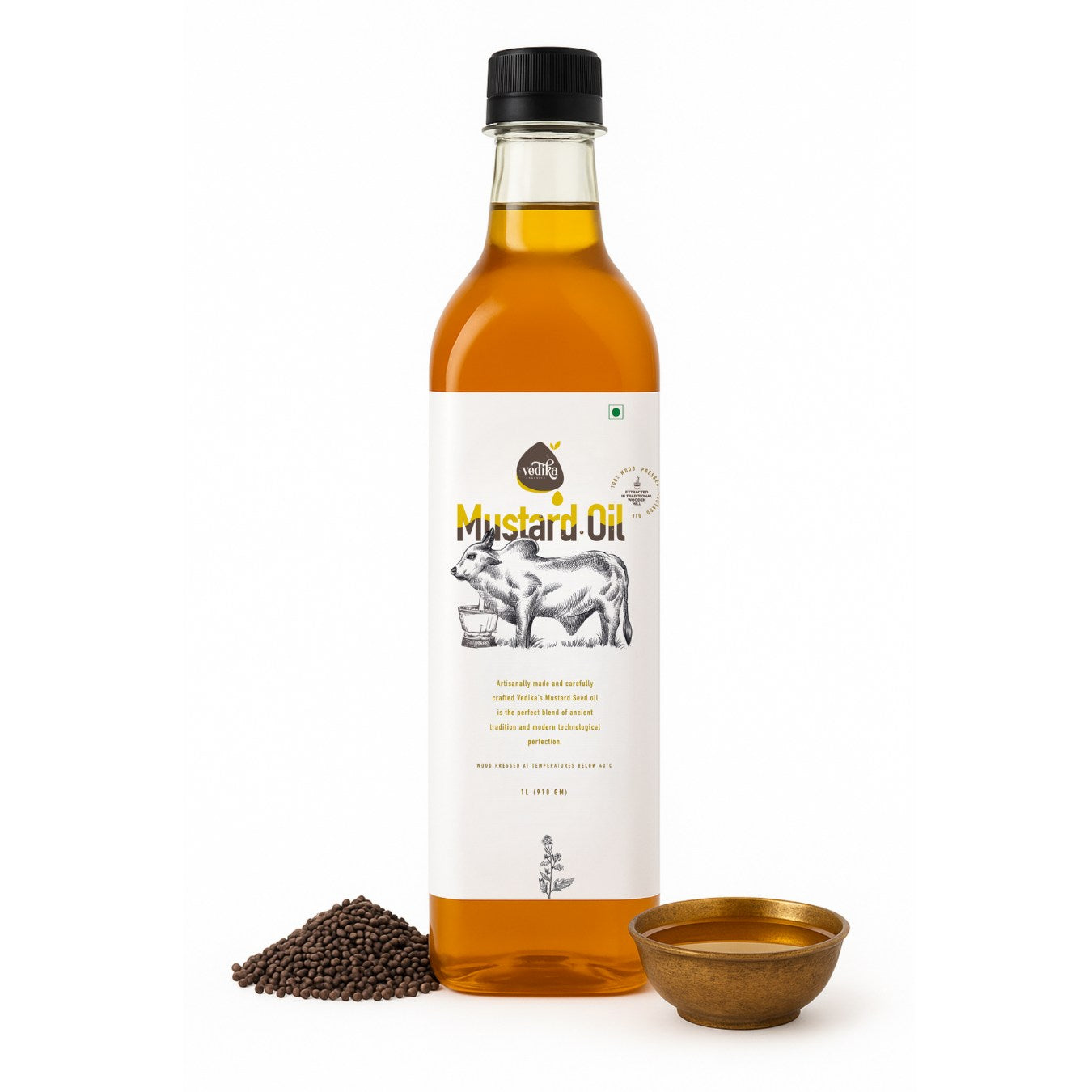 Vedika Organics Extra Virgin Kachi  Ghani Mustard Oil (1 litre)