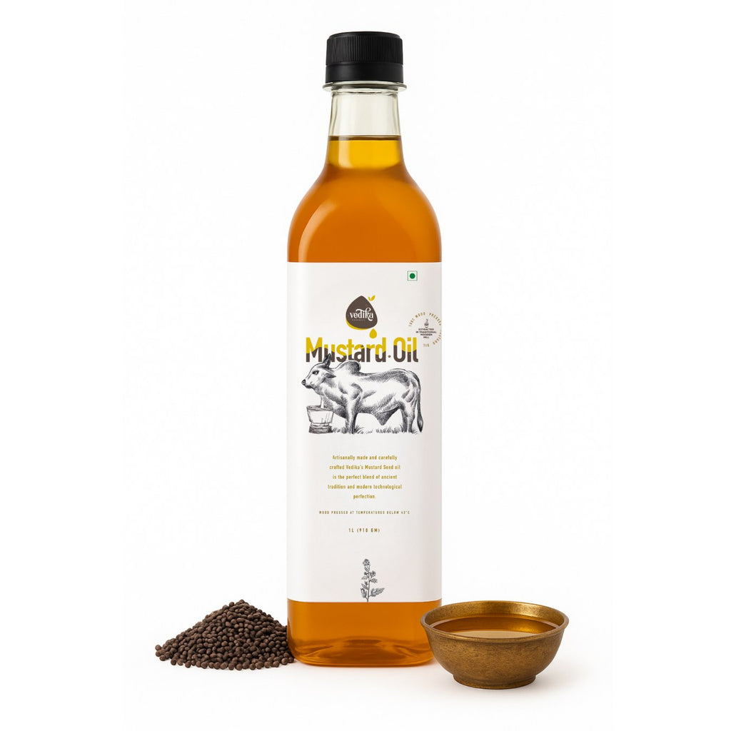 Vedika Organics Extra Virgin Kachi  Ghani Mustard Oil (1 litre)