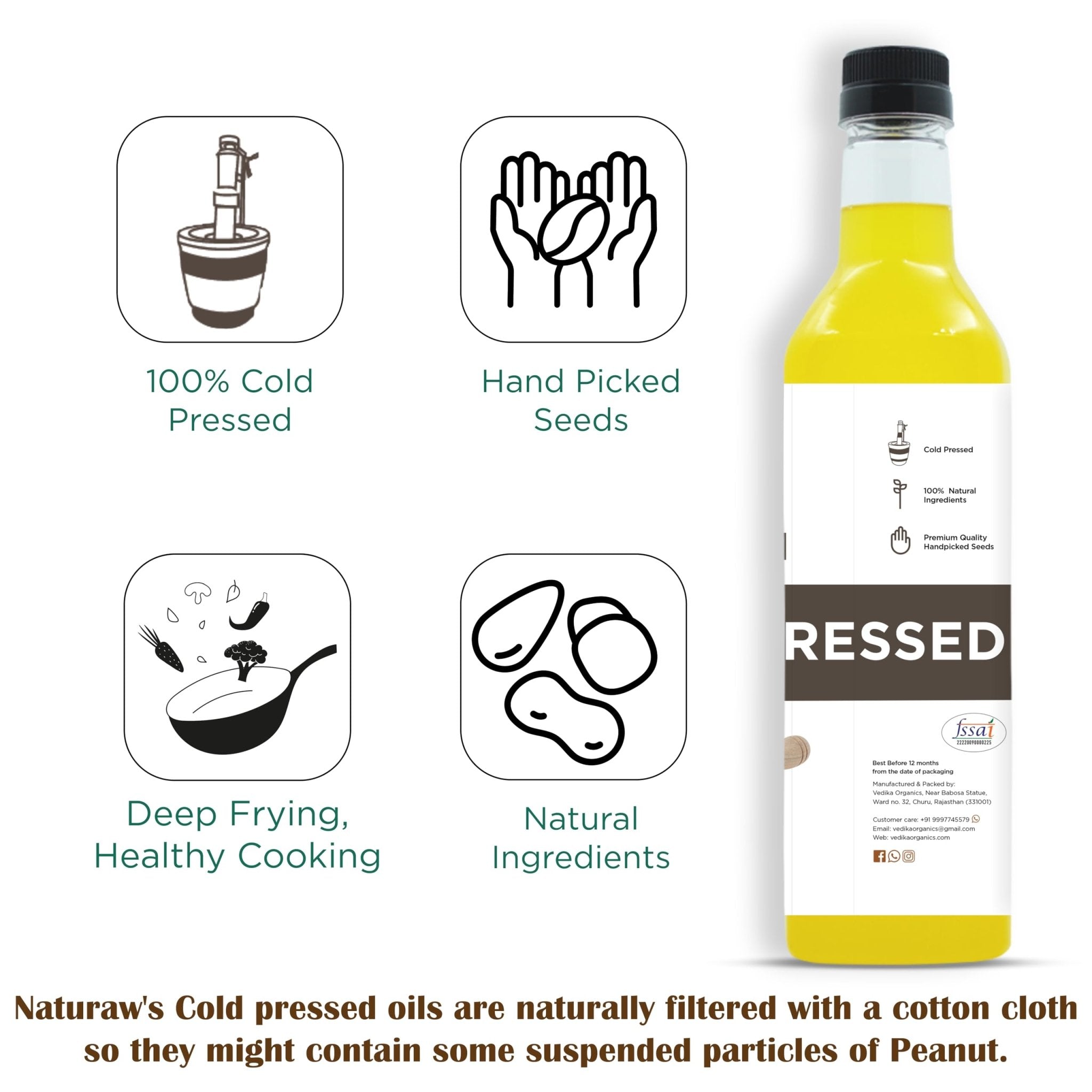 Cold Pressed Peanut Oil Organic, Pure and Natural - Shudhkart