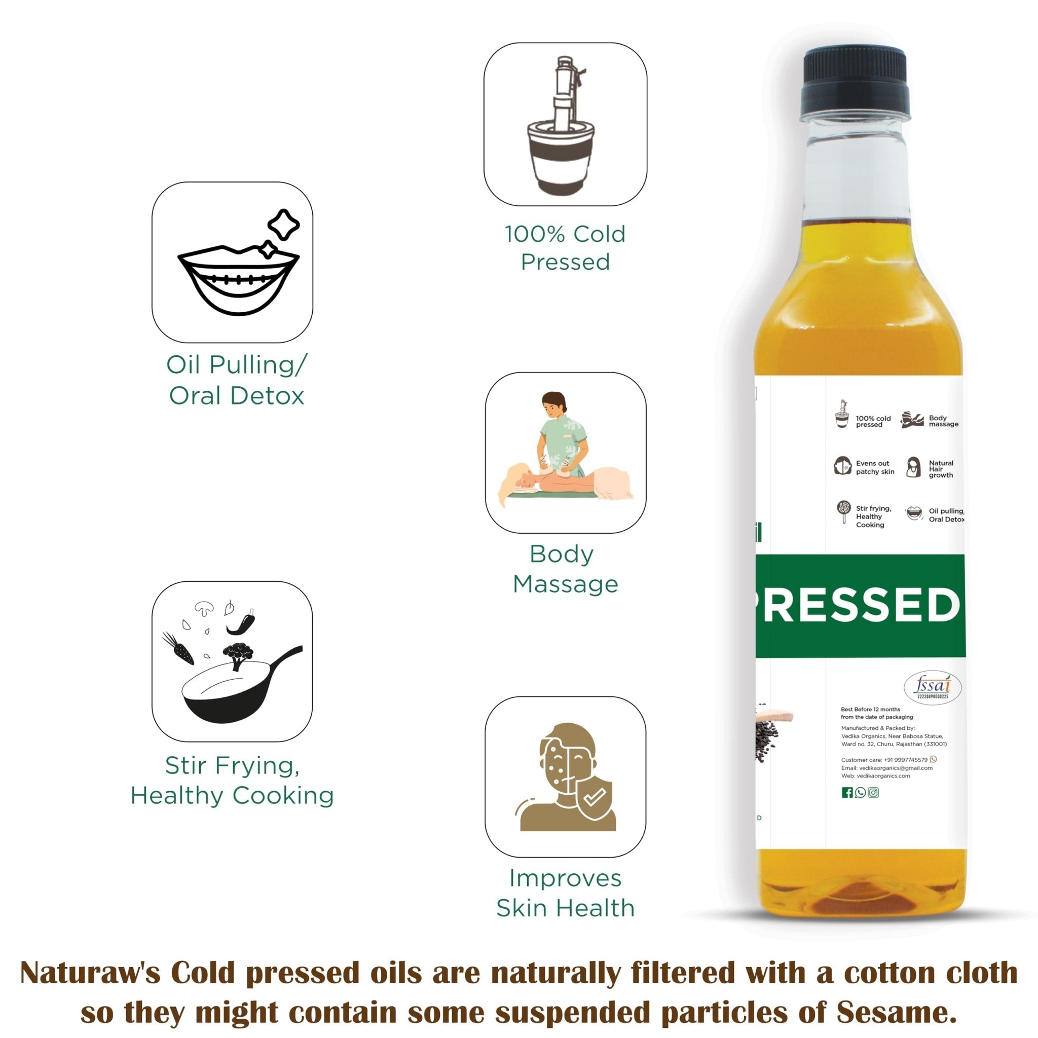 Cold Pressed Sesame Oil, Organic, Pure and Natural - Shudhkart