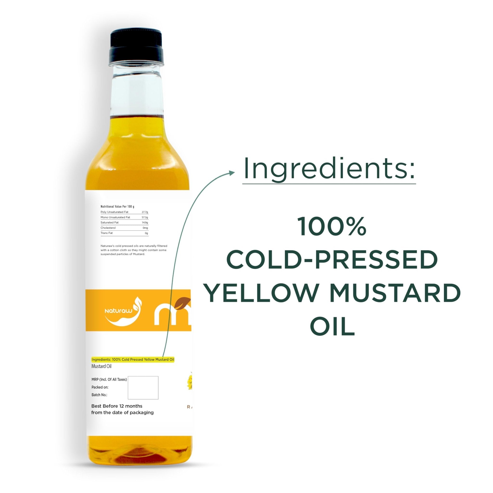 Cold Pressed Yellow Mustard Oil, Organic, Pure and Natural - Shudhkart