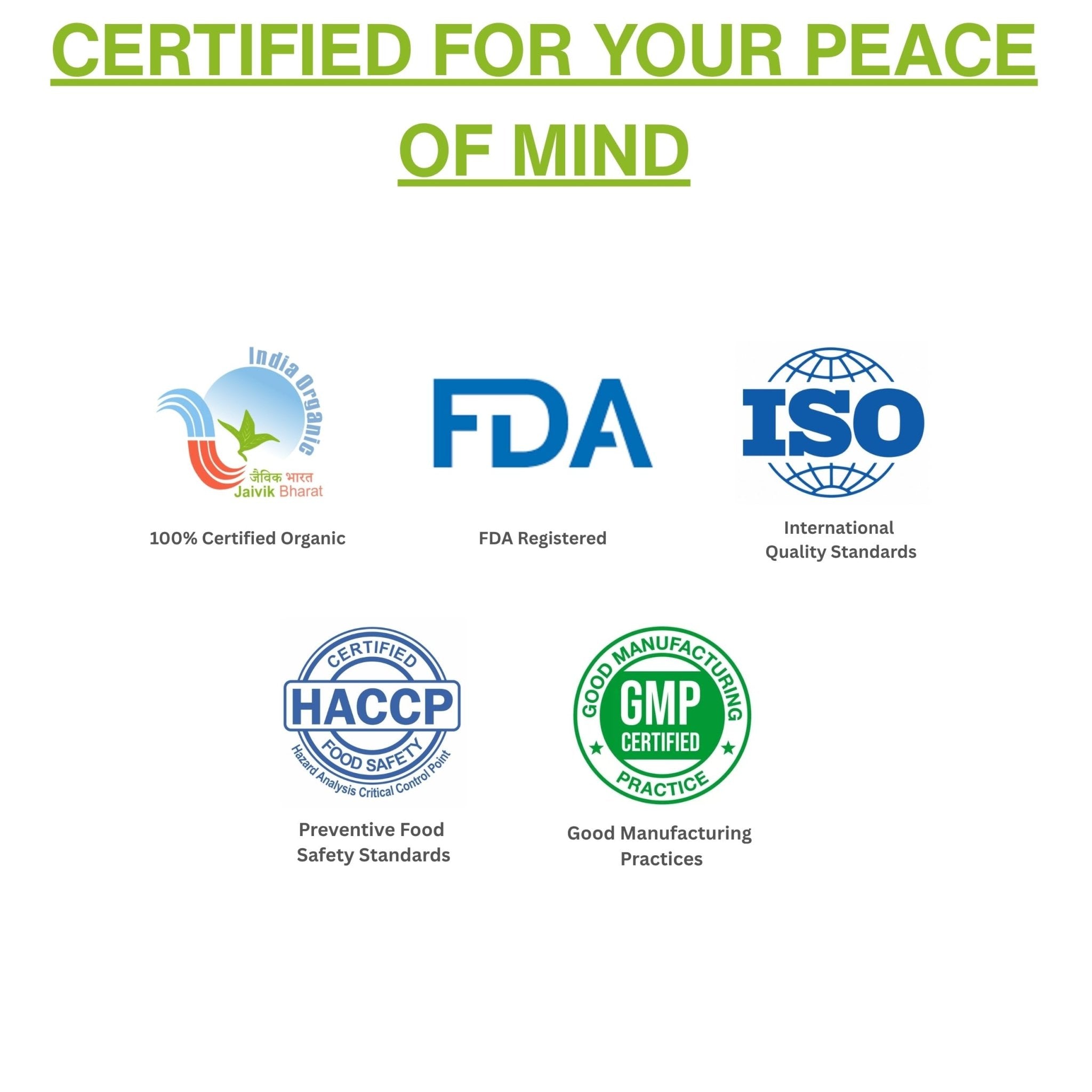Vedika Organics certified organic groundnut oil - FDA registered, ISO certified, HACCP and GMP compliant quality standards