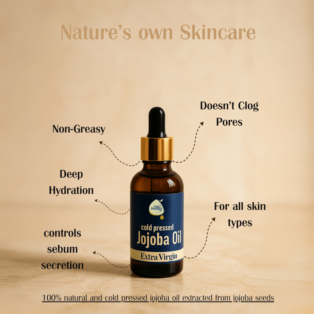 Vedika Organics Extra Virgin Jojoba  Oil (50 ml) - Shudhkart