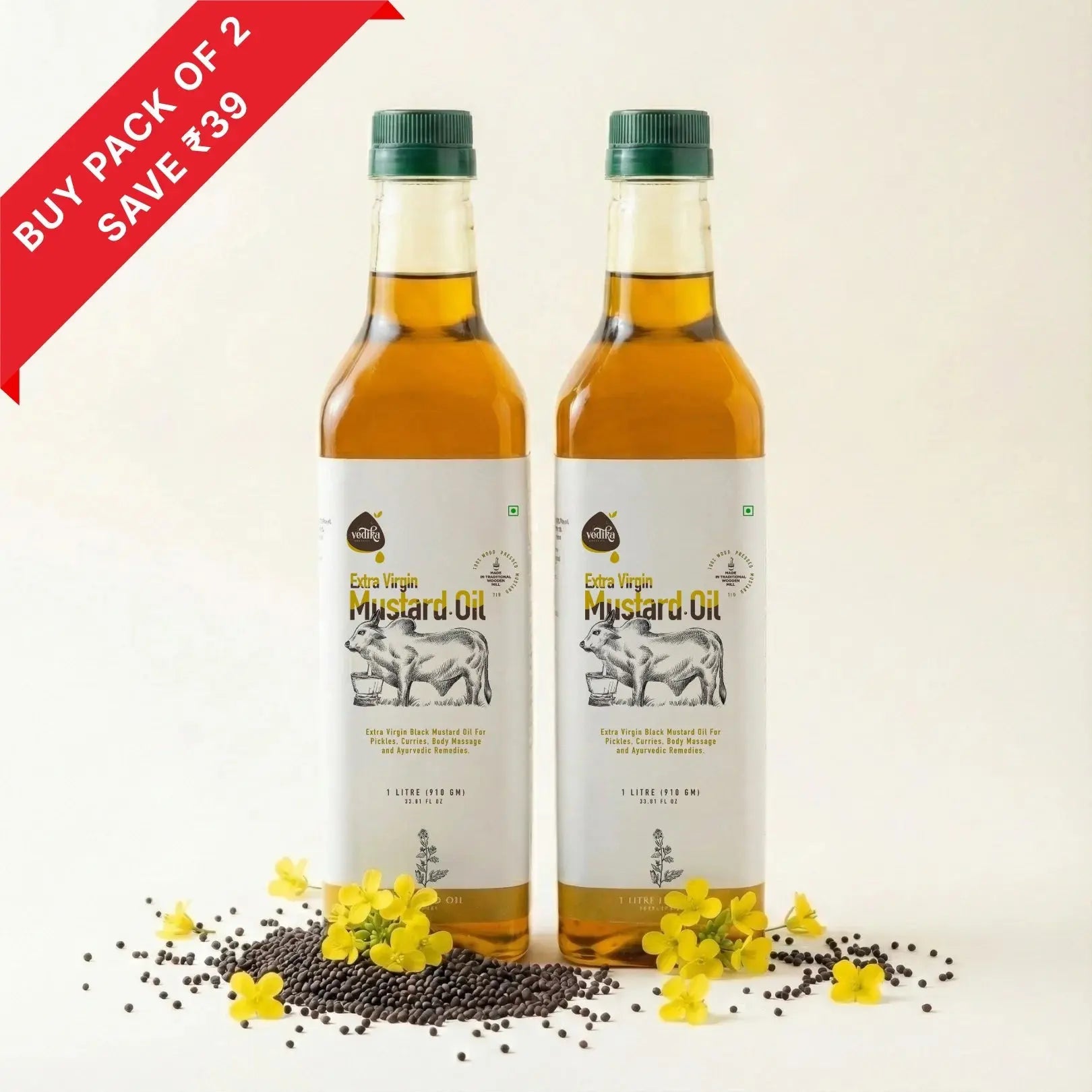 Vedika Organics Extra Virgin Kachi  Ghani Mustard Oil - Shudhkart