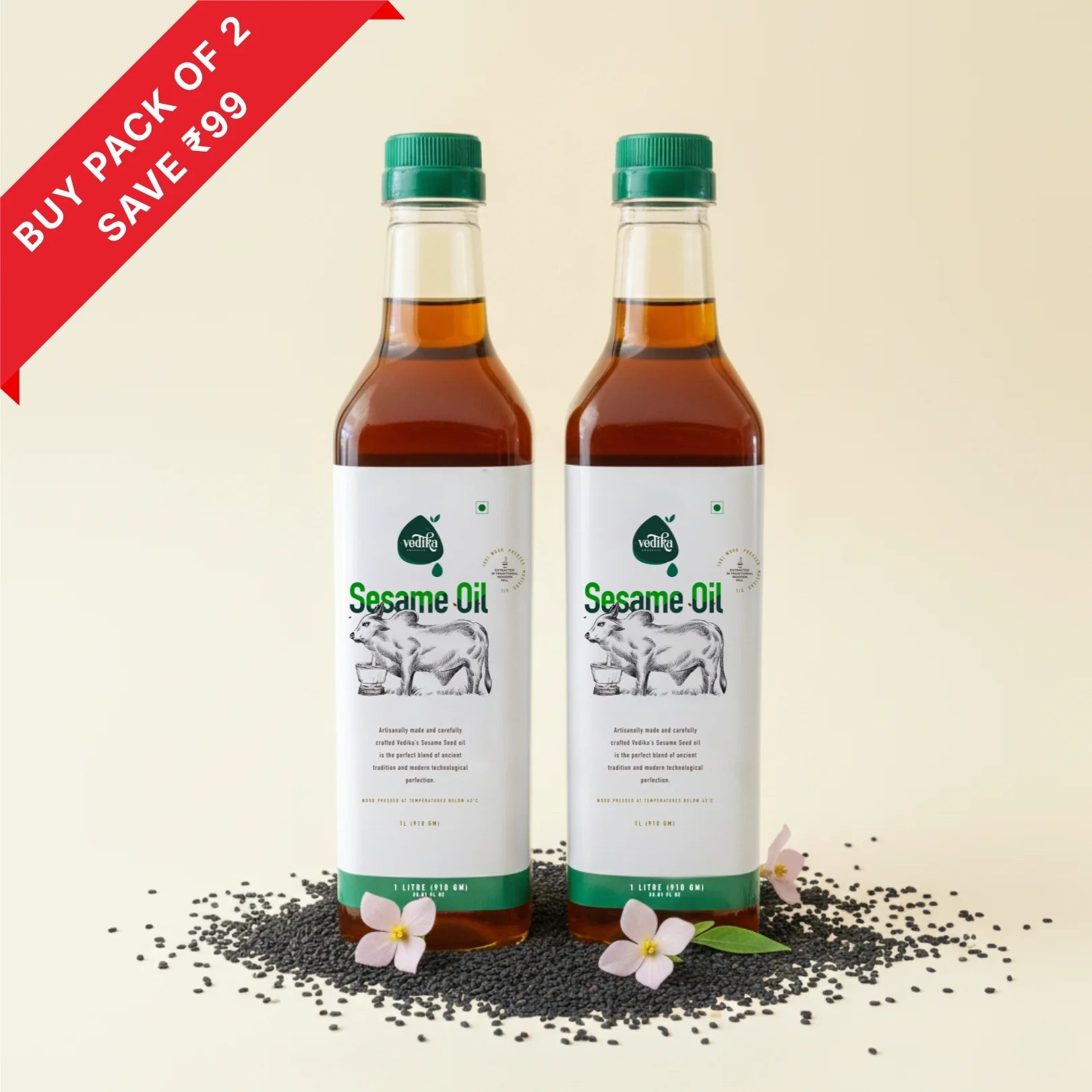 Vedika Organics Extra Virgin Sesame Oil (1 litre) - Shudhkart